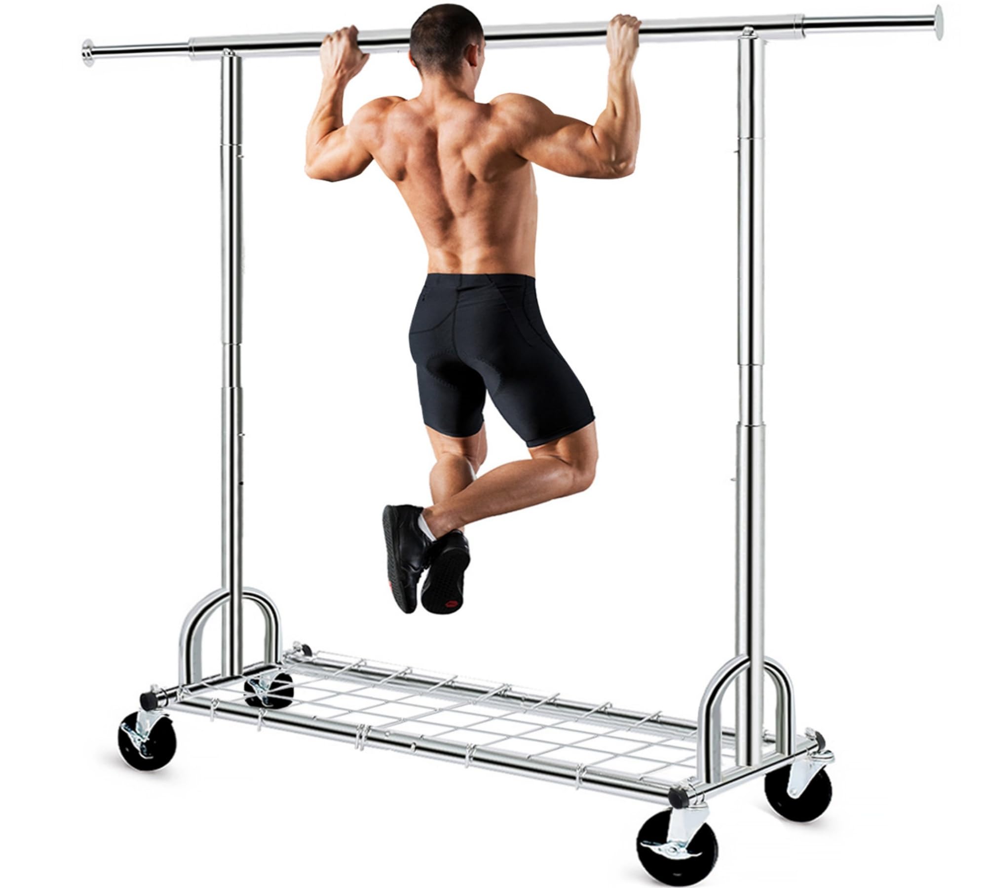 HOKEEPER Capacity 525LBS Rolling Clothes Rack for Hanging Clothes on Wheels Commercial Heavy Duty Collapsible