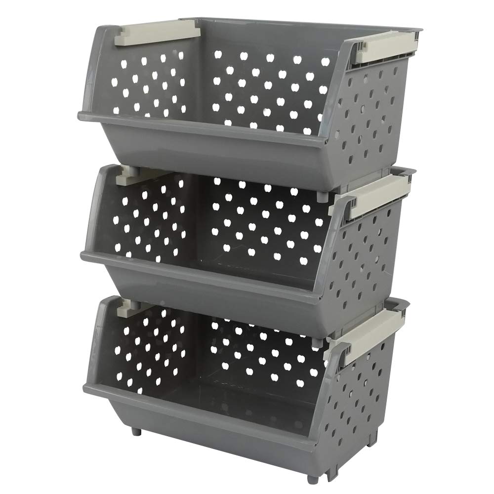  Grey Plastic Stackable Storage Bins, Multi-functional Uses, Kitchen & Bedroom Essentials, Durable & Space-saving Solution, Set of 3
| Grey Plastic Stackable Storage Bins, Versatile Functionality, Home Organization Tools, Perfect for Clutter-free Spaces, P